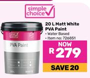 Simple Choice Matt White PVA Paint 726851-20Ltr