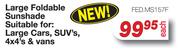 Large Foldable Sunshade Suitable for: Large cars, SUV's, 4x4's & Vans