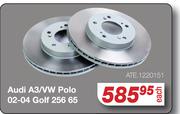 ATE Brake Discs For Audi A3/VW Polo 02-04 Golf 256 65 ATE.1220151