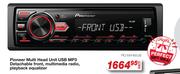 Pioneer Multi Head Unit USB MP3 DetachableFront, Multimedia Radio, Playback Equalizer
