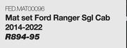 Race Rubber Mats: Mat Set Ford Ranger Sgl Cab 2014-2022