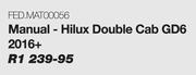Race Rubber Mats: Manual Hilux Double Cab GD6 2016+
