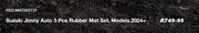 Suzuki Jimny Auto 3 Pce Rubber Mat Set, Models 2024+