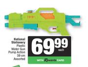 National Stationery Plastic Water Gun Pump Action 39cm Assorted-Each