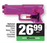 National Stationery Clear Water Gun 13cm (Assorted Colours)-Each