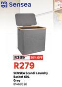 SENSEA Scandi Laundry Basket 60L Grey