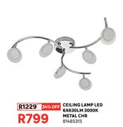 Ceiling Lamp LED 6x630LM 3000K Metal CHR