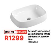 Carole Freestanding Basin Ceramic White W56cm x D42cm x H14cm