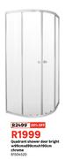 Quadrant Shower Door Bright W99cm x D99cm x H190cm Chrome