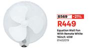 Equation Wall Fan With Remote White 16" 45W 81402019