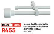 Inspire Double Extandable Curtain Pole Kit Duplo Mat D16/19 160-300cm 81479592