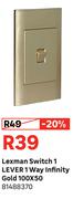 Lexman Switch 1 Lever 1 Way Infinity Gold 100 x 50 81488370