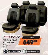 Autogear 9 Piece Velour Seat Cover Set (Black) SA495