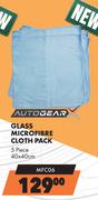 Autogear 5 Piece Glass Microfibre Cloth Pack 40 x 40cm MFC06