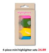 4 Piece Mini Highlighter Sets