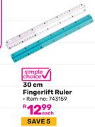 Simple Choice 30cm Fingerlift Ruler 743159-Each