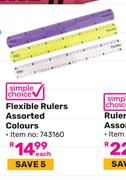 Simple Choice Flexible Rulers (Assorted Colours) 743160-Each