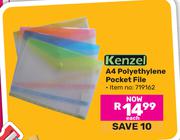 Kenzel A4 Polyethylene Pocket File 719162-Each