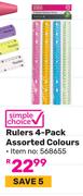 Simple Choice Rulers (4-Pack Assorted Colours) 568655