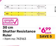 Simple Choice 30cm Shatter Resistance Ruler 743163-Each