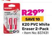 Kores K20 PVC White Eraser 2-Pack (837431)