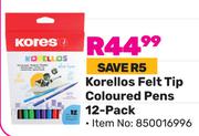 Kores Korellos Felt Tip Coloured Pens 12-Pack (85001699)