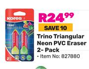 Kores Trino Triangular Neon PVC Eraser 2-Pack (827880)