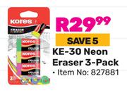 Kores KE-30 Neon Eraser 3-Pack (827881)