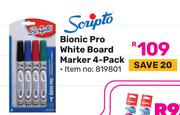 Scripto Bionic Pro White Board Marker 4-Pack (819801)