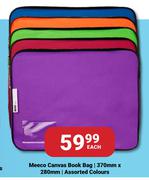 Meeco Canvas Book Bag 370mm x 280mm Assorted Colours-Each