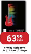 Croxley Music Book A4 12 Stave 32 Page-Each