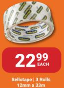 Sellotape 3 Rolls 12mm x 33m-Each