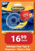 Sellotape Clear Tape & Dispenser 18mm x 20m-Each