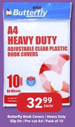 Butterfly Book Covers Heavy Duty Slip On Pre Cut A4 Pack Of 10-Each