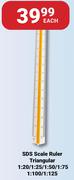 SDS Scale Ruler Triangular 1:20/1:25/1:50/1:75/1:100/1:125-Each