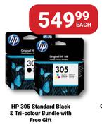 HP 305 Standard Black & Tri-Colour Bundle With Free Gift