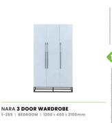Nara 3 Door Wardrobe 1200 x 450 x 2100mm 1-285