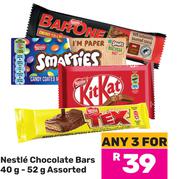 Nestle Chocolate Bars Assorted-For 3 x 40g-52g
