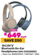 Sony Bluetooth On Ear Headphones WH-CH520BZE (850012317/837361/404)-Each