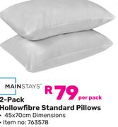 Mainstays 2-Pack Hollowfibre Standard Pillows-Per Pack