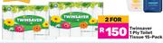 Twinsaver 1 Ply Toilet Tissue (15 Pack)-For 2