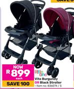 Little One Vito Burgundy Or Black Stroller-Each