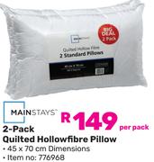 Mainstays 2 Pack Quilted Hollowfibre Pillow-Per Pack