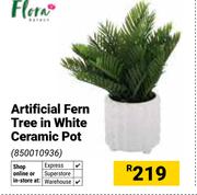 Flora Artificial Fern Tree In White Ceramic Pot 850010936
