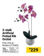2-Stalk Artificial Potted Rib Orchid 775465