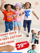 Sunny Days 100% Cotton Tees For Kids (2-7Years)-Each