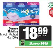 Danone Nutriday Smooth Yoghurt 6 x 100g-Per Pack