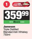Jameson Triple Distilled Blended Irish Whisky-750ml
