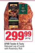 Spar Tender & Tasty Smoked Deboned Leg Of Lamb With Rosemary Rub-Per Kg