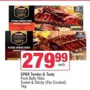 Spar Tender & Tasty Pork Belly Ribs Sweet & Sticky (Par Cooked)-1Kg Each